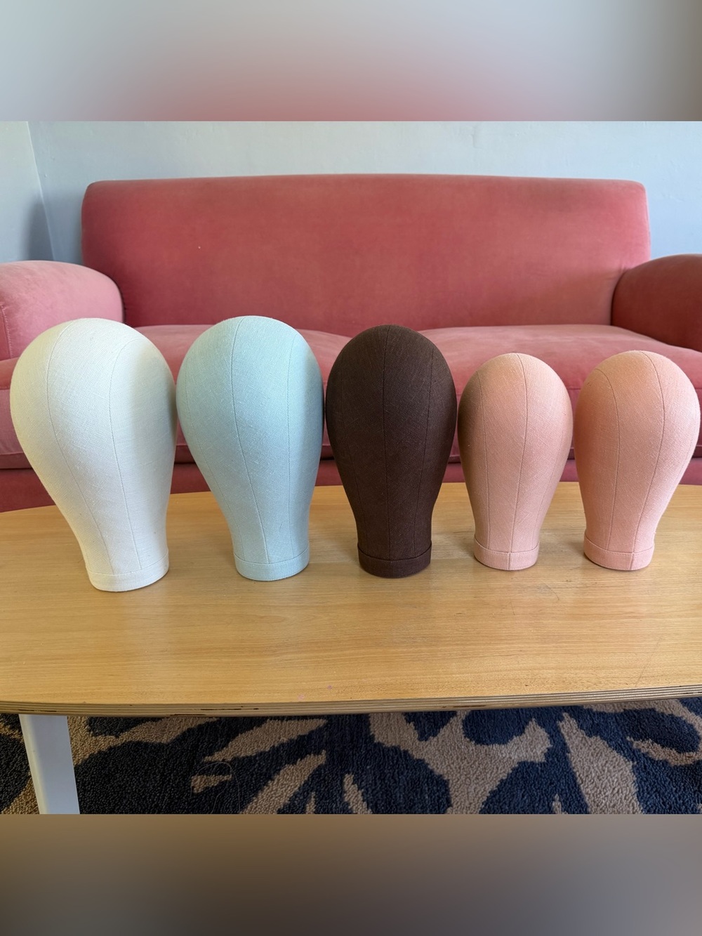 Custom made linen display head for hats/ wigs adults/child/baby sizes. $55 each